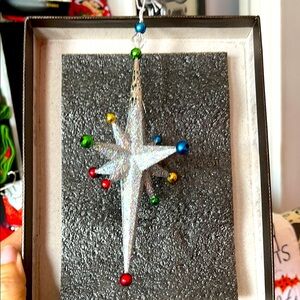 SOLD:  Silver glitter Bethlehem Star with multi-colored beads at each point